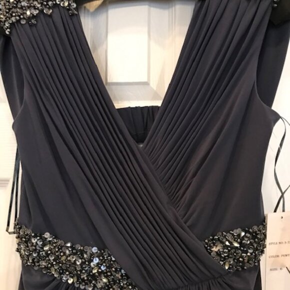 Rickie Freeman Floor Length Hand-Beaded Gown - Picture 3 of 9